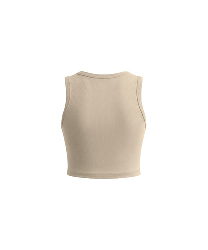 CROPPED BODY TANK [KHAKI]