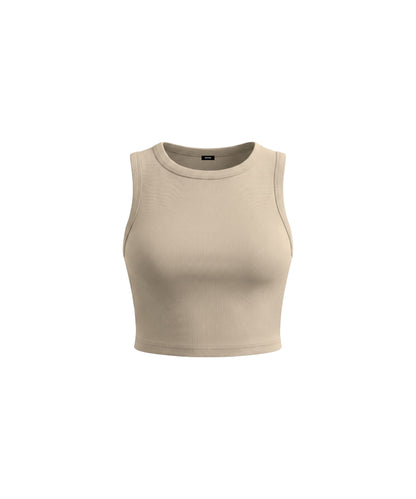 CROPPED BODY TANK [KHAKI]