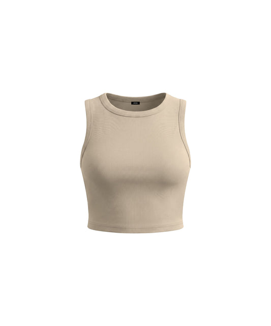 CROPPED BODY TANK [KHAKI]