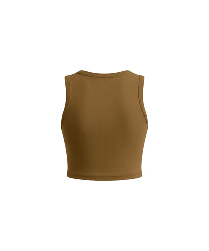 CROPPED BODY TANK [BROWN]