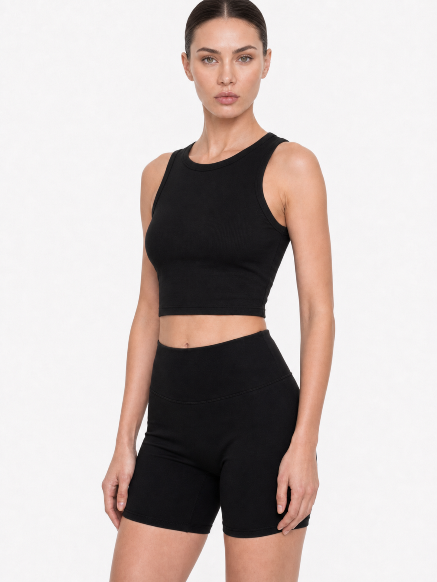CROPPED BODY TANK [BLACK]